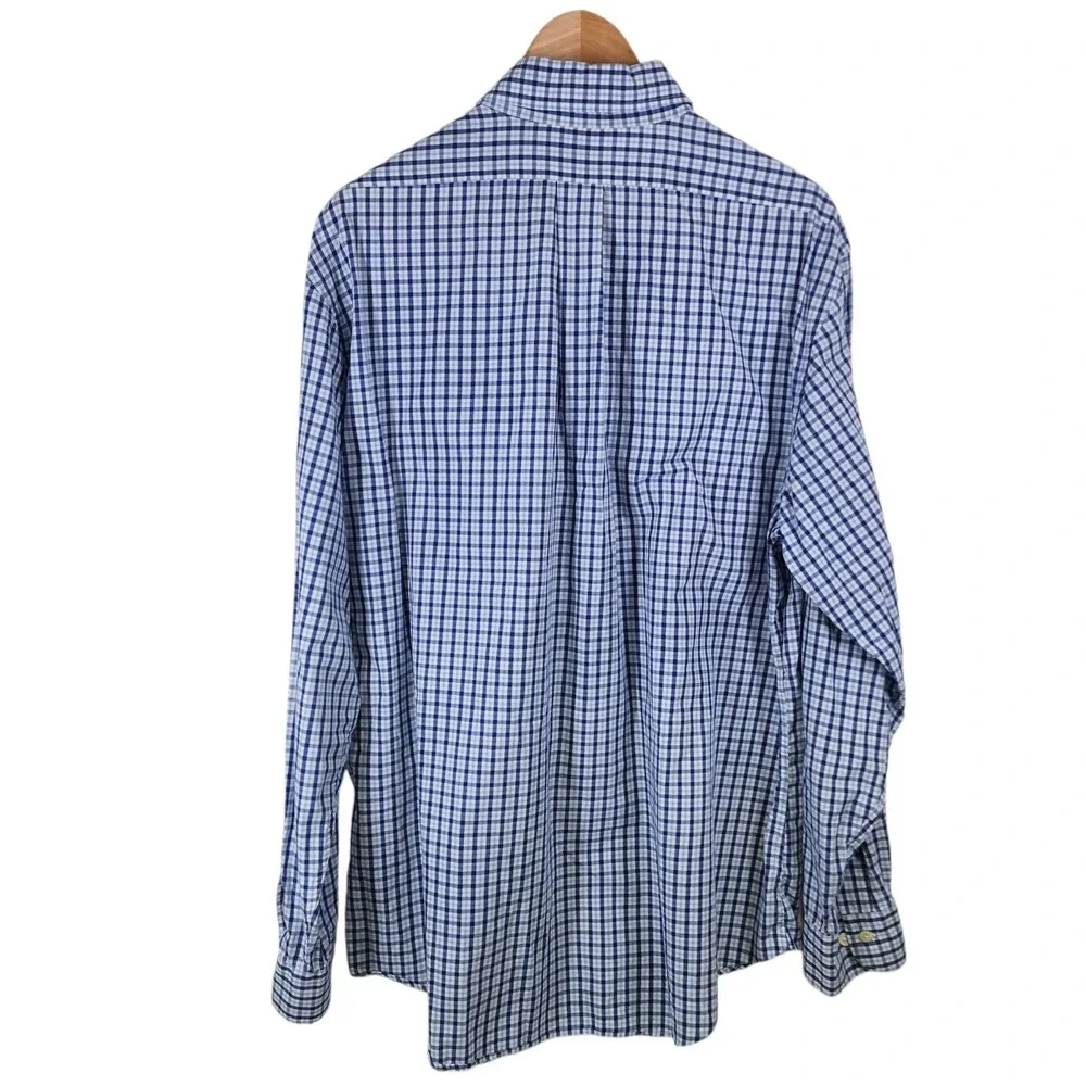 Brooks Brothers Button Down Shirt Mens XL Blue Gingham‎ Regent Polo Cotton